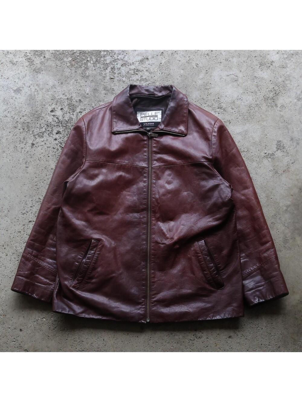 Pelle Studio Wilsons Leather Jacket Vintage Mens Large Brown Leather Coat